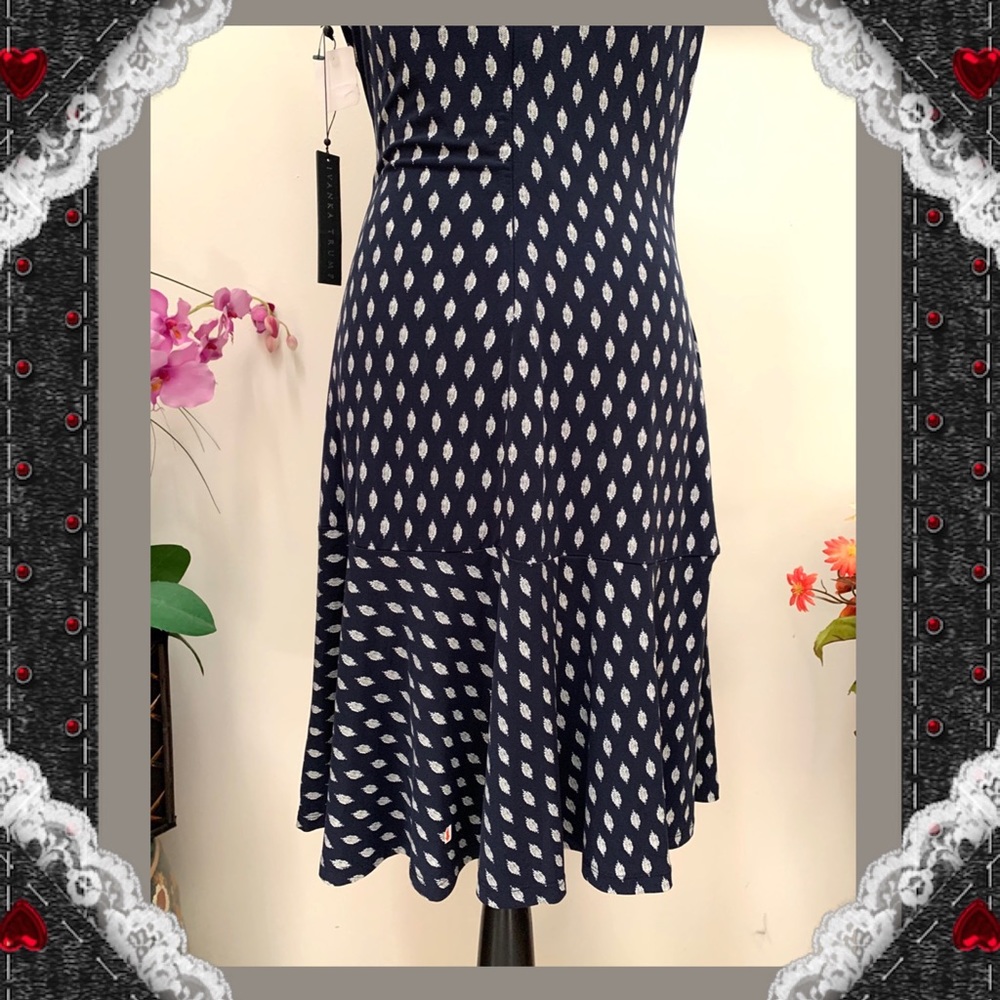 Ivanka Trump Side Zip Ruched Ruffle Print Dress - Picture 7 of 9